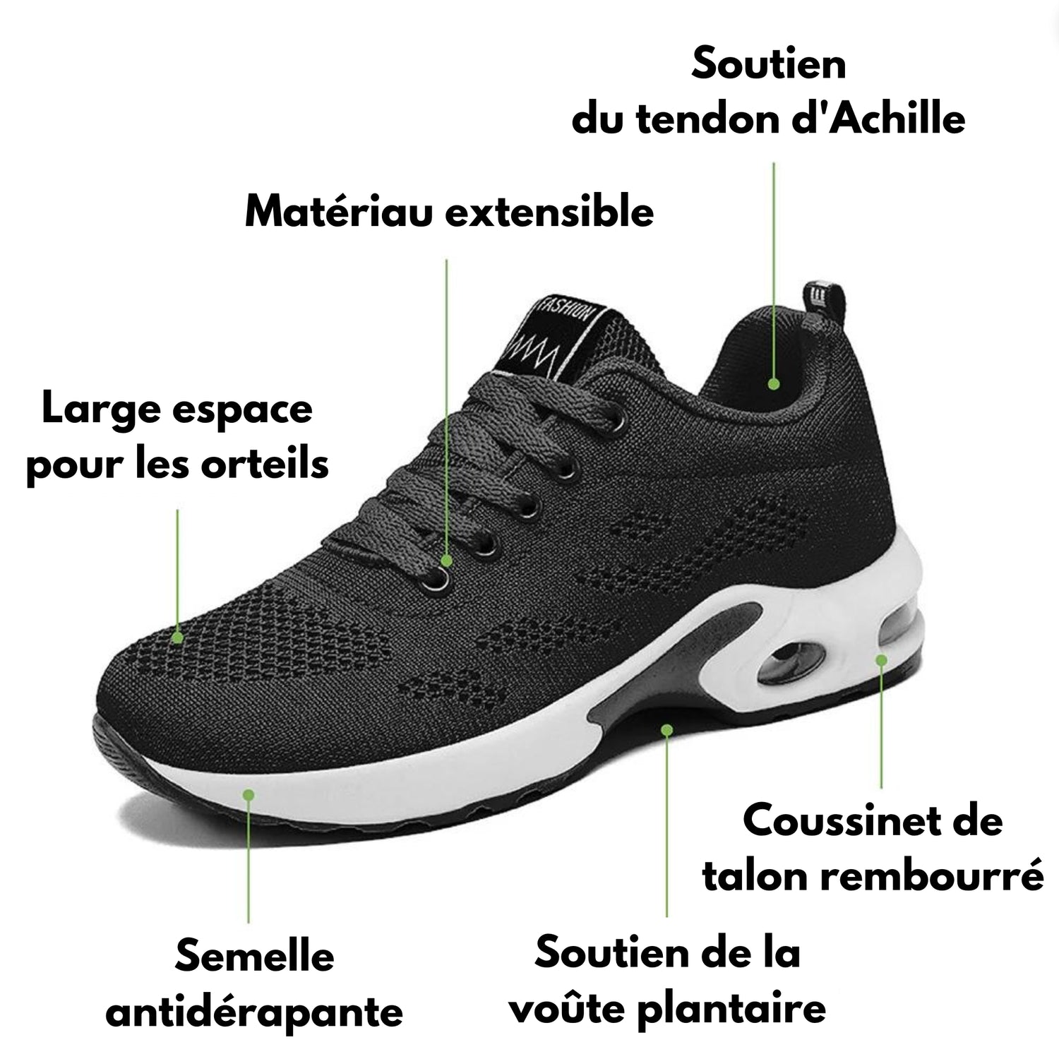 Détail des matériaux et features Chaussures Ergonomiques Pour Femme orthobasket