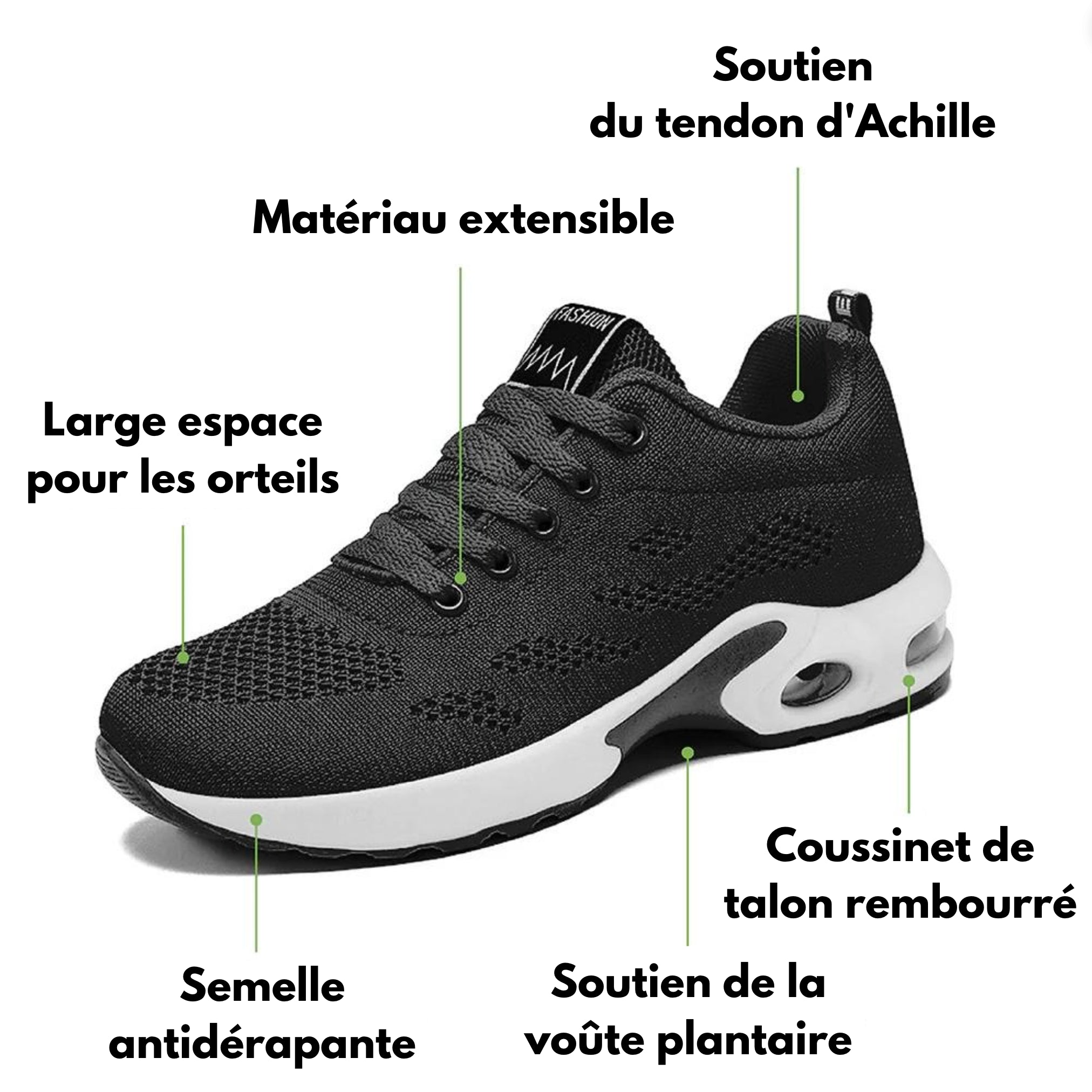 Détail des matériaux et features Chaussures Ergonomiques Pour Femme orthobasket Image