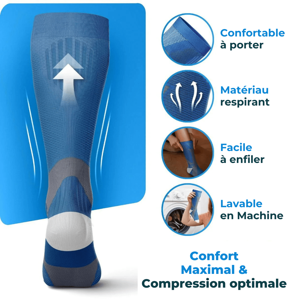 OrthoLeg® - Chaussette de compression pour des jambes et des pieds sans douleur - Nuage Confort